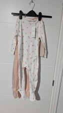 M&S Baby Girls Peach Mix Long Sleeve Sleepsuits 3 Pack 18-24 Months BNWT £18
