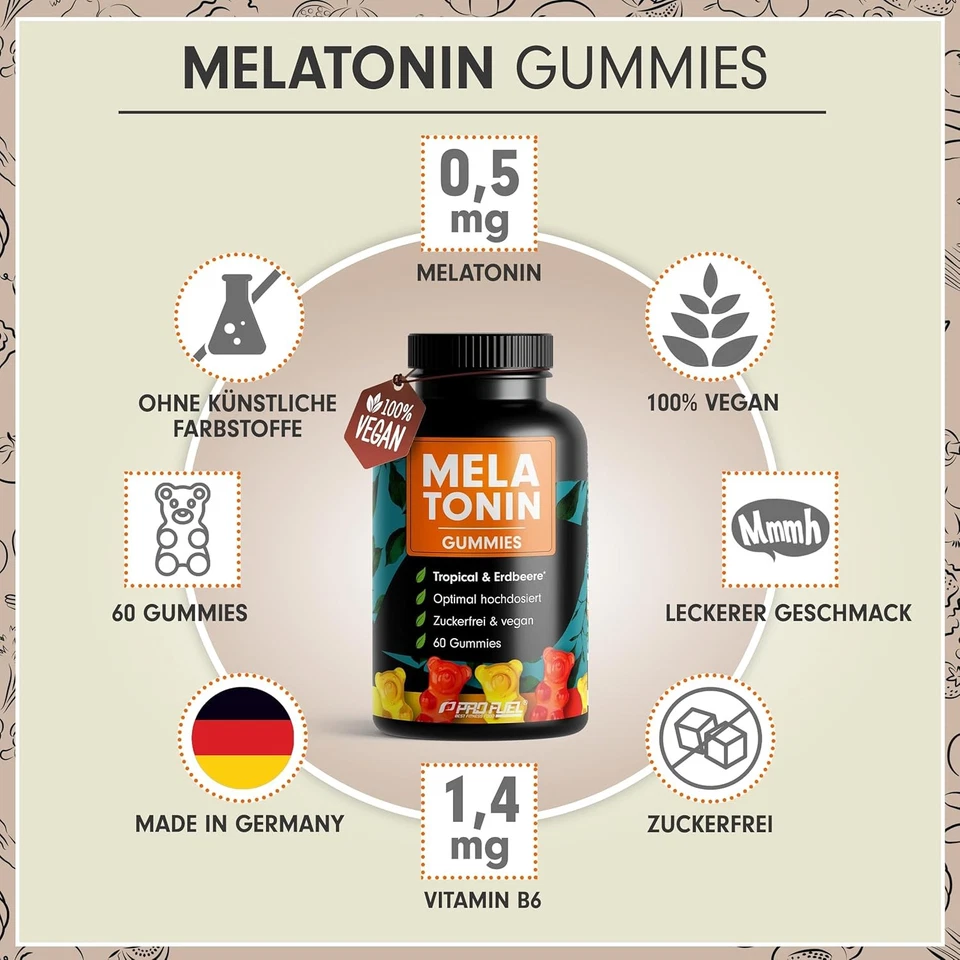 Melatonin Gummies 60x mit 0,5 mg bioaktivem - leckerer... - Bild 2 von 4