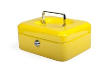 PAVO Premium 8-Inch Metal Cash Box with 2 Keys and Removable Change Tray - Yello