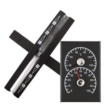 Sauna Messgeräte Set 2tlg Black | Sanduhr Thermometer Hygrometer Holz Zubehör