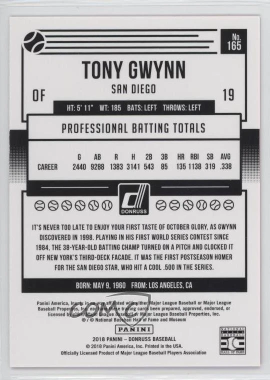 2018 Panini Donruss Variations Mother's Day Ribbon /25 Tony Gwynn (Gwynn) HOF - Image 2 of 2