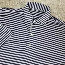 Johnnie O Mens Small Black Gray Striped Performance Stretch Golf Polo SS