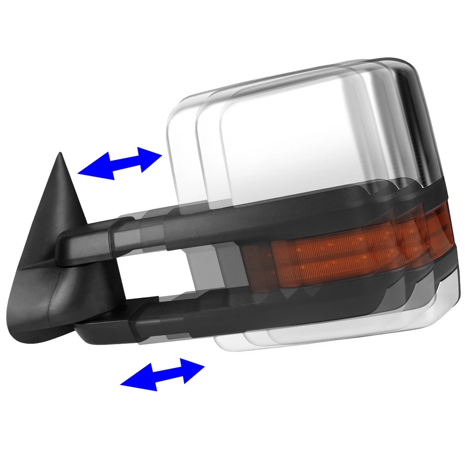 Espejos retrovisores de remolque con señal de giro LED cromados + para camioneta Chevy GMC C/K 1988-2002 Foto 3 de 4