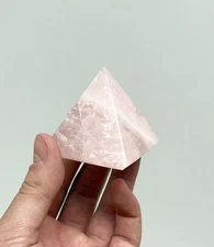 Large Rose Quartz Pyramid Stunning Pink Beautiful Patterns Hand Carved Brazil