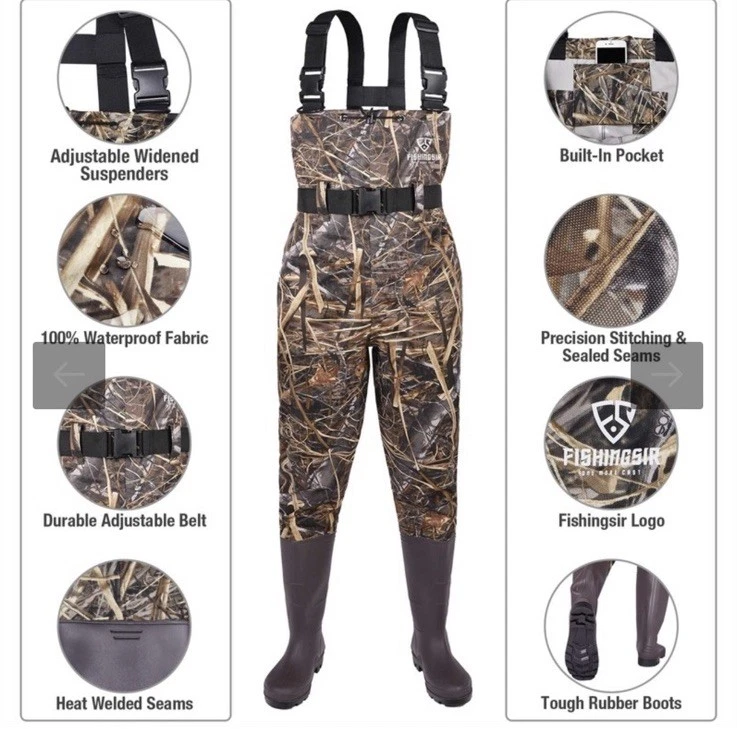 FISHINGSIR HISEA Fishing Waders with Boots Chest Waders Waterproof Men 7 Women 9 - Image 4 of 4