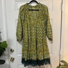 Charina Sarte Green Swing Dress Long Sleeves Green Size Large