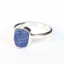 Natural Raw Tanzanite Ring 925 Sterling Silver Birthstone Tanzanite Ring-RR026