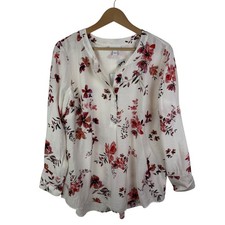 NWT J Jill Floral Viscose Blend Blouse Medium Lightweight Boho Office Sheer