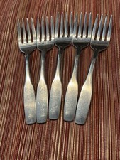 5 Oneida Community Stainless Flatware Paul Revere Salad Forks 6.5  