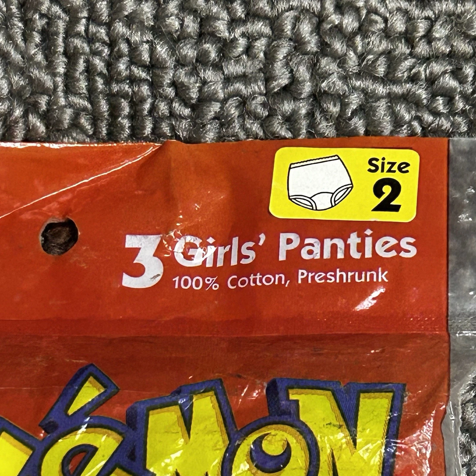 ポケモン フルーツオブザルーム ガールズ サイズ2 ファンパル 下着 100% コットン VTG 1999 - 画像2/5