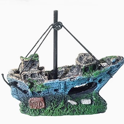 1 Stück Retro Aquarium Aquarium Landschaft Wrack Schiff Dekoration Hohlhöhle Harz  