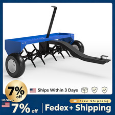 40" Tow-Behind Plug Aerator Universal Hitch w/24 Steel Tines  100lb Weight Tray