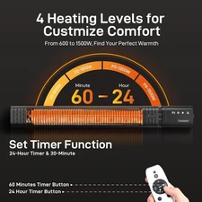 Powerscale Infrared Heater 1500W with Remote, 2.5s Instant Heat #PP9