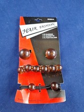 Vintage NOS Hair Fashion 3 Pc Barrette Earring Ponytail Holder Plastic 5-1
