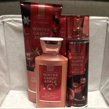 Bath Body Works Winter Candy Apple 4pc Set Mist Wash Lotion Cream 8-10oz