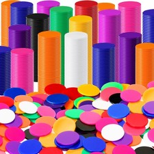 Coopay 1000 Pieces 10 Colors 1-1/5 inch Plastic Learning Counters Disks Bingo Ch