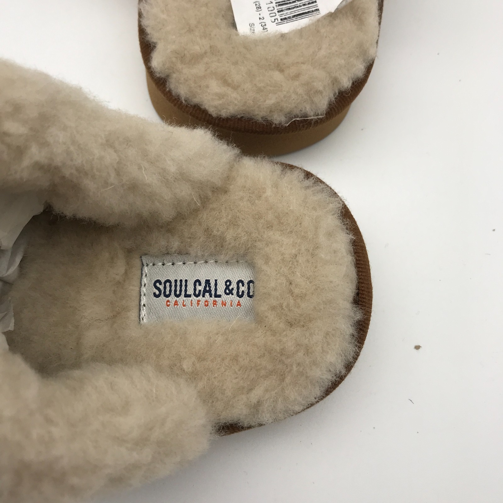 SoulCal & Co Sheepskin Style Slippers Kids Size C13 31.5 Cognac New image 4