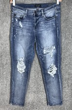 Judy Blue Boyfriend Fit Jeans Womens Juniors Sz 9/29 Blue Stretch Distressed