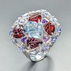 Jewelry ring Natural Blue Topaz Ring 925 Sterling Silver Size 8 /R454985