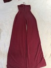 Boohoo Petite Burgundy Strapless Wide-Leg Glitter Jumpsuit Women’s US 4 — photo 2