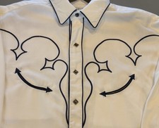 VTG Panhandle Slim Classic Western White Arrow Embroidered Shirt Diamond Snap M