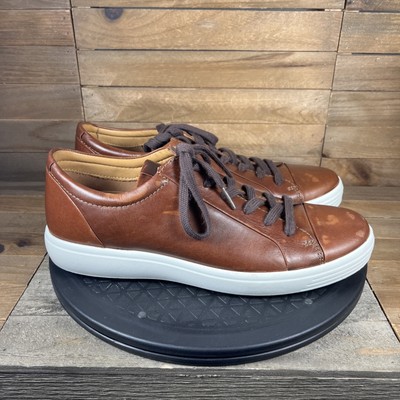 ECCO Soft 7 Mens Size 7-7.5 City Tan Leather Lace Up Casual Comfort Sneakers