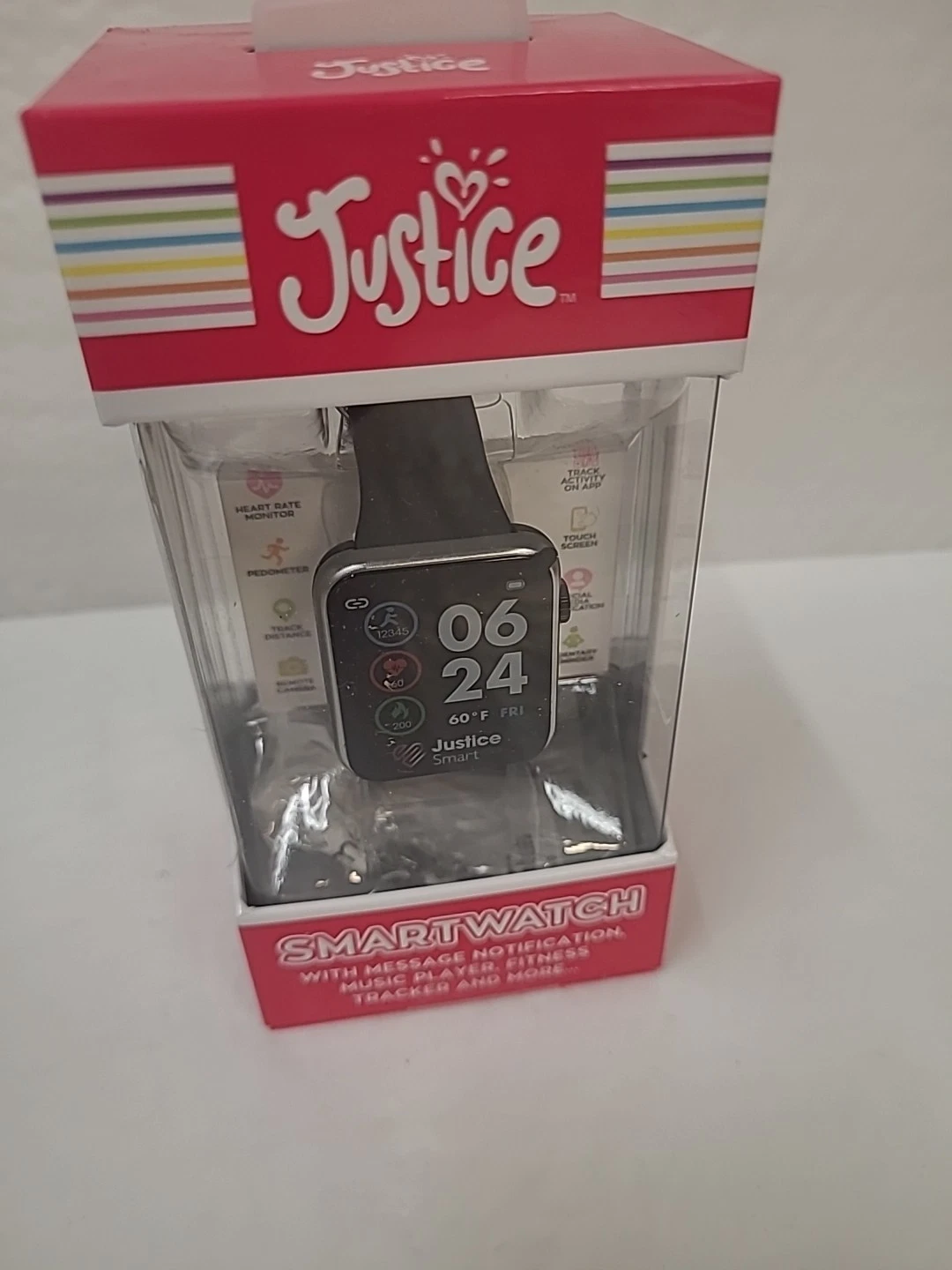 Justice Smart Watch 0625S Black Touch Screen Fitness Tracker New
