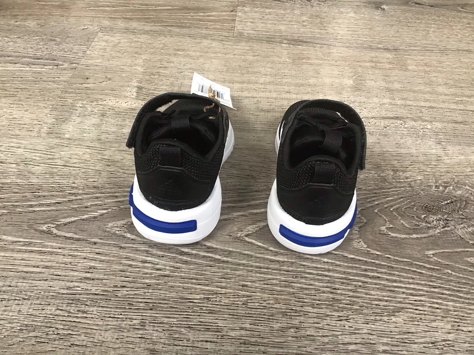 Tênis esportivo Adidas Racer TR23 EL I infantil tamanho 6.5K preto branco azul ID0336 - Imagem 3 de 4