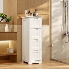 Small Bathroom Storage Cabinet 4 Drawers Narrow Freestanding Floor Organizer