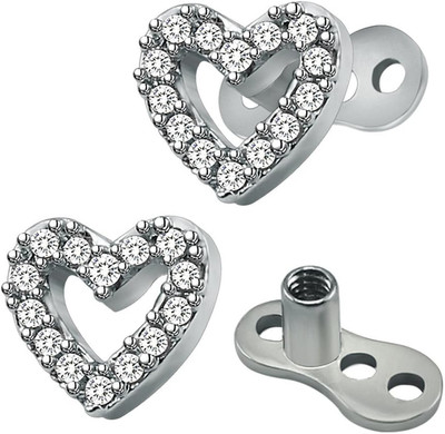 14G Cubic Zirconia Dermal Anchor Tops and Base Surgical Steel Microdermals Body