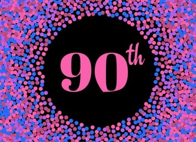 90TH: PINK COVER DESIGN 90TH, NINETY, NINETIETH, BIRTHDAY By Divine Stationaries