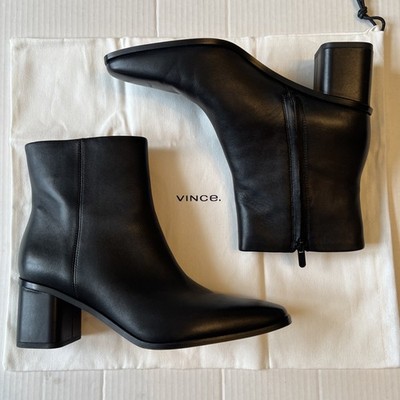 VINCE Vero Cuoio Sz 9.5 Leather Women's Ankle Heel Boots Zipper Black EXCELLENT
