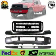 Front Bumper Primed Black & Grille Assembly For 2005-2007 Ford F-250 F-350