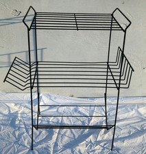 Vtg Mid Century 3 Tier Stand Shelf Rack Metal Wire Book Record Display MCM 60s