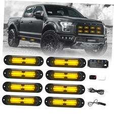 8Pcs Strobe Lights for Trucks, LED Emergency Warning Flashing Grille Amber
