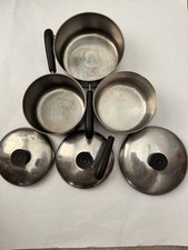 Vtg Revere Ware Pre 1968 Copper Bottom Set Of 3 w/Lids USA Patent Era 1.5 2qt