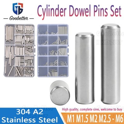 A2 Stainless Steel Cylinder Dowel Pins Solid Metal Parallel Pins Set M1 - M6