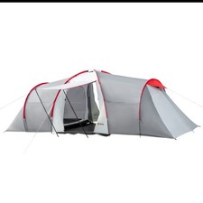 4-6 Person Grey Tunnel Camping Tent 2 Bedroom Living Area Waterproof Brand New