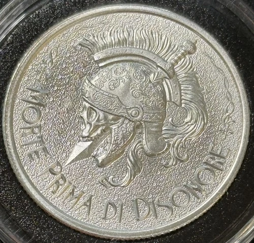 2 Oz .999 Silver Intaglio Mint Death Before Dishonor Morte Prima Di Dishonore!!