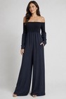 DKNY Donna Karan Off Shoulder Jumpsuit Overlay Square Neck Pull-On Size M — photo 1