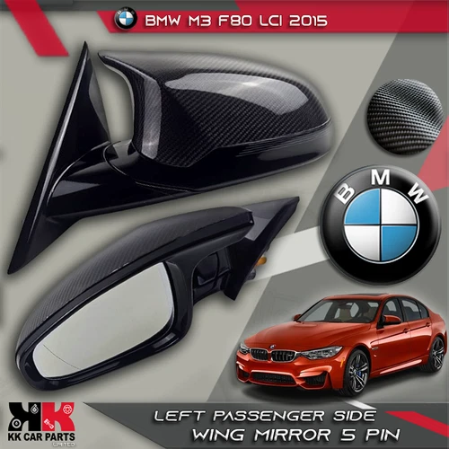 BMW M3 F80 LCI 2015 LEFT PASSENGER WING MIRROR 5 PIN POWER FOLD CARBON FIBER OEM