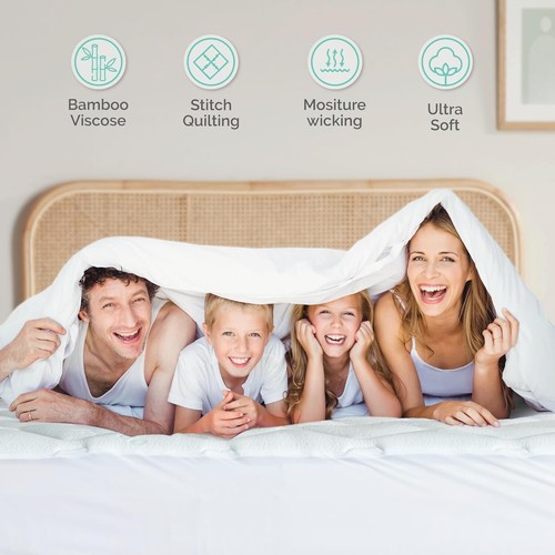1" 3cm Memory Foam Mattress Topper Mattress Bamboo Cover 180x200cm Super King - Picture 8 of 8