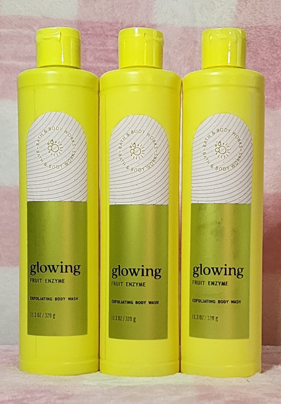 Bath & Body Works Glowing Fruit Enzymes Exfoliating Body Wash Set Of 3- NEW