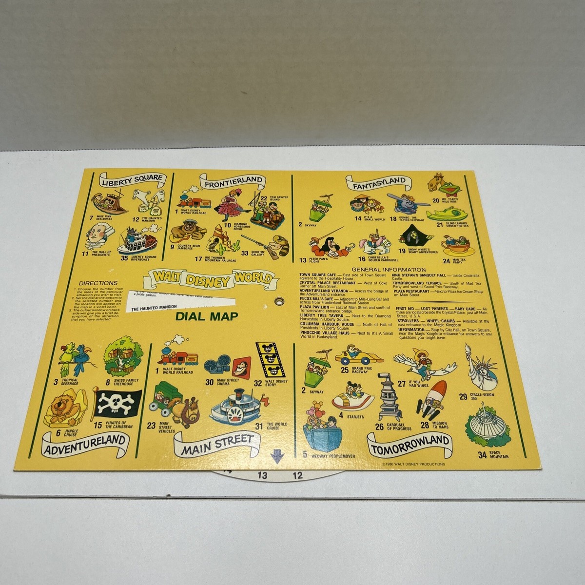 ビンテージ！！　フロリダ・ディズニー・ワールド　ガイドマップ　1980年購入 Vintage 1980 Walt Disney World Dial Guide Map Magic Kingdom