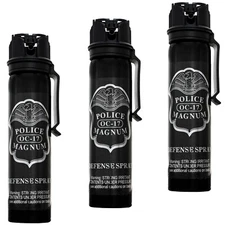 3 POLICE MAGNUM Pepper Spray Self Defense 5oz Flip Top Belt Clip Fogger Security