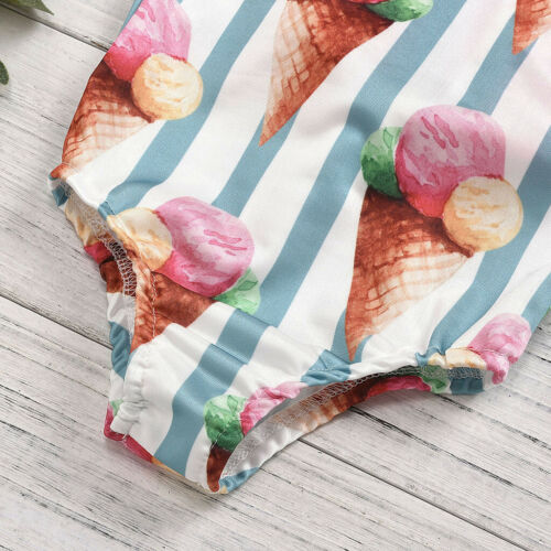Toddler Kid Baby Girl Swimwear Ruffle Stripe Bow Bikini Swimsuit Swimming Clothe - Picture 6 of 14