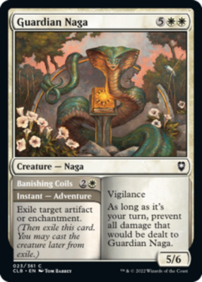 NM-Mint, English MTG Regular Guardian Naga // Banishing Coils Commander Legends:
