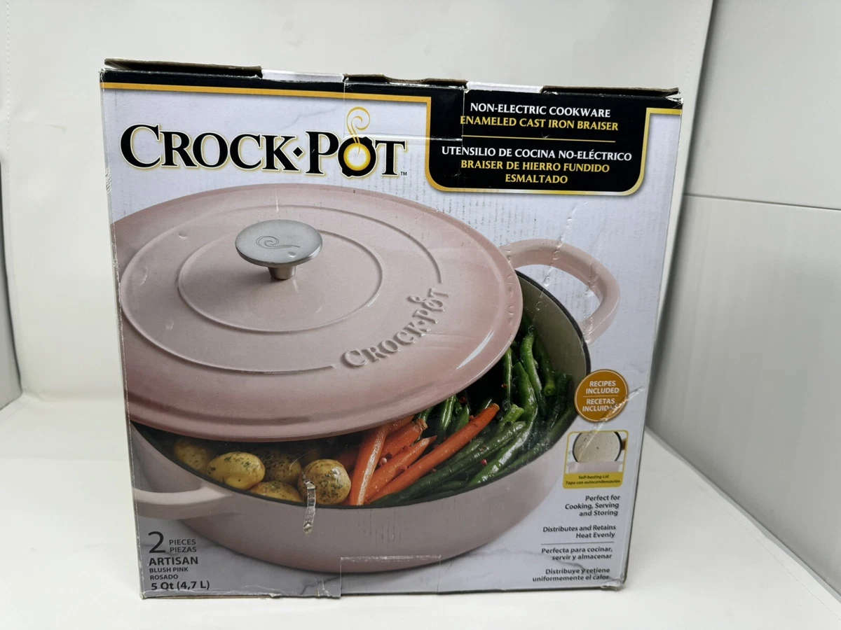 Crock-Pot Artisan 5 qt. Round Enameled Cast Iron Braiser Pan with