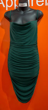 🔥Femme Luxe Emerald Ruched Cowl Neck Bodycon Mini Dress, NEW, Size 8, B156