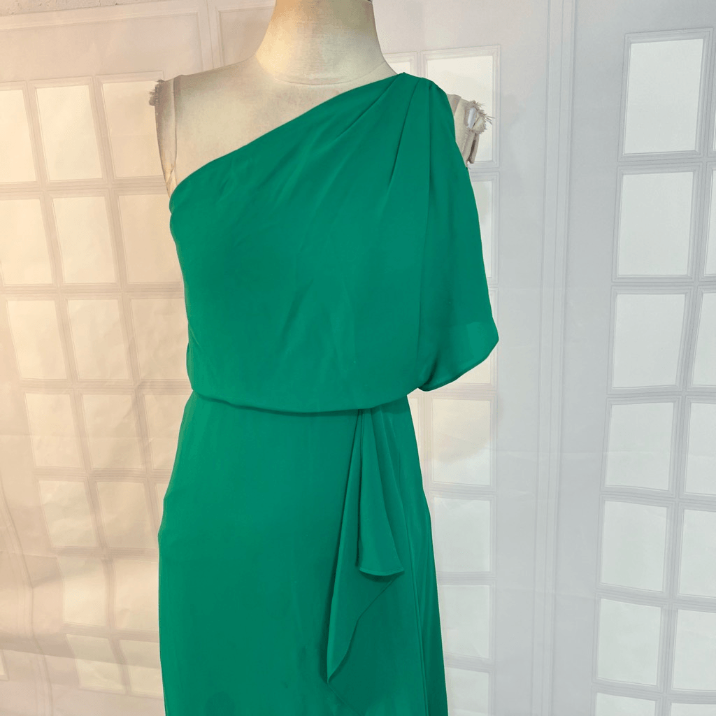 BCBGMaxazria Kendal One Shoulder Ruffle Side Slit Evening Gown Green Size 0 | eBay BCBGMaxazria Kendal One Shoulder Ruffle Side Slit Evening Gown Green Size 0 | eBay